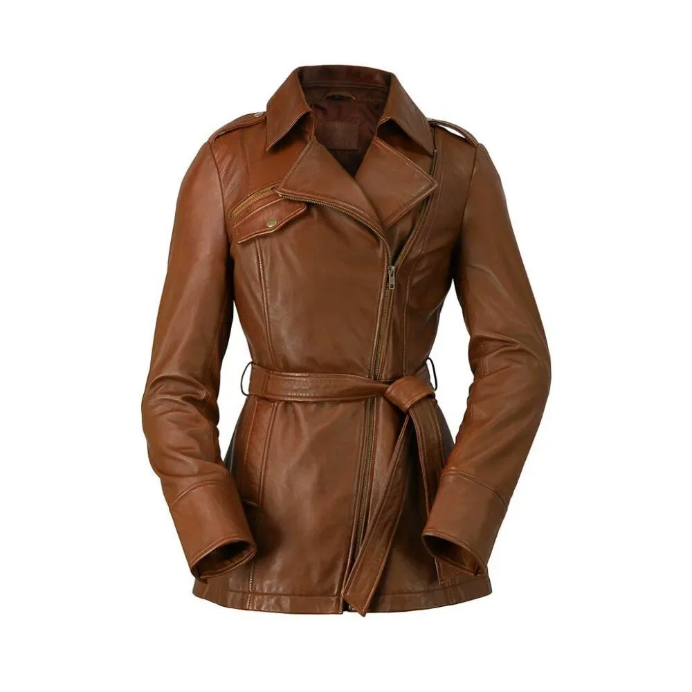 Traci Leather Trench Coat